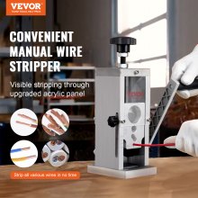 VEVOR Manual Wire Stripping Machine, 0.06''-1.5'' Copper Stripper with Hand Crank or Drill Powered, Visible Stripping Depth Reference, Portable Aluminum Frame Wire Peeler for Scrap Copper Recycling