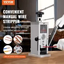 VEVOR Manual Wire Stripping Machine, 0.06''-1.57'' Copper Stripper with Hand Crank or Drill Powered, Visible Stripping Depth Reference, Portable Aluminum Frame Wire Peeler for Scrap Copper Recycling