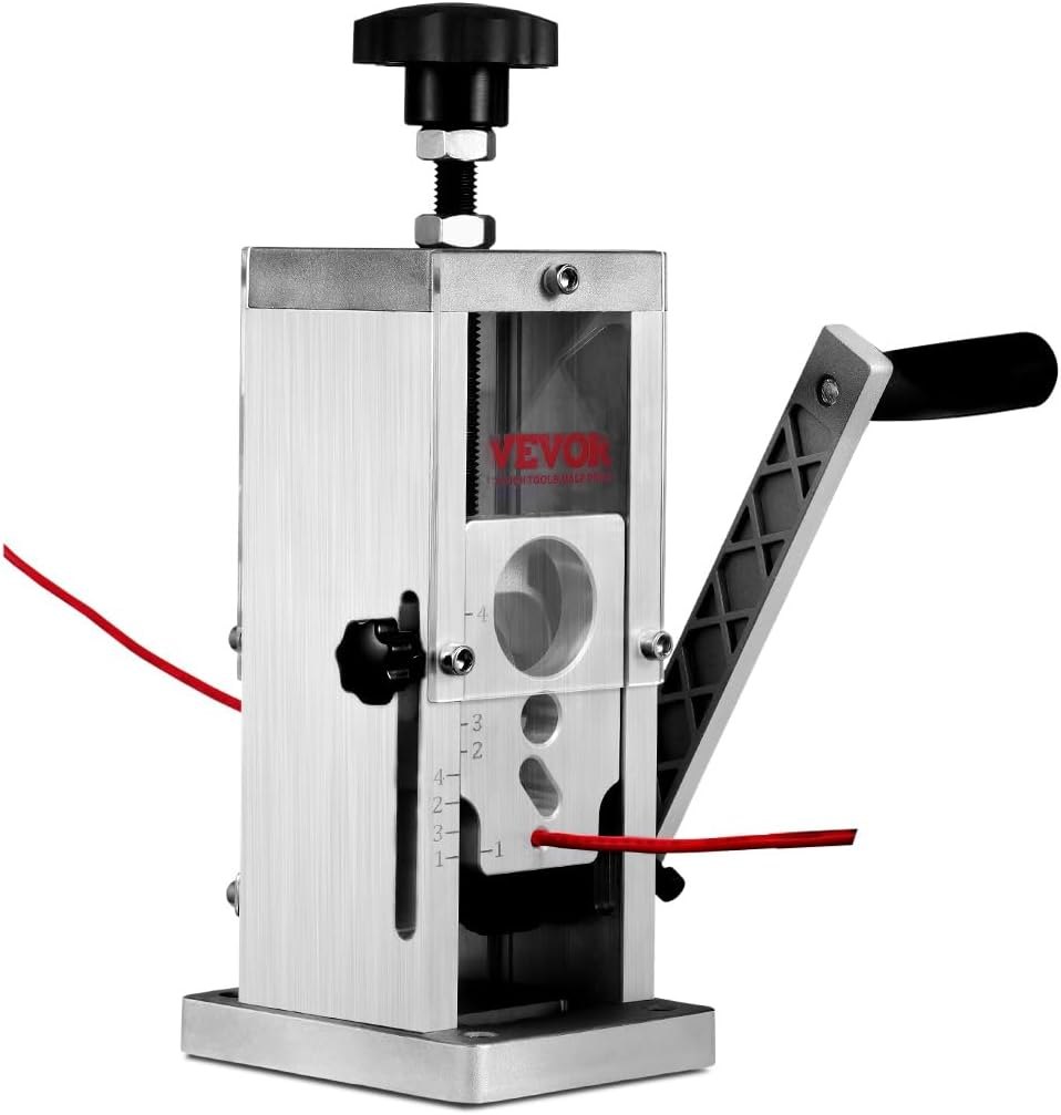 VEVOR Manual Wire Stripping Machine, 1.5mm-40mm Copper Stripper with Hand Crank or Drill Powered, Visible Stripping Depth Reference, Portable Aluminum Frame Wire Peeler for Scrap Copper Recycling