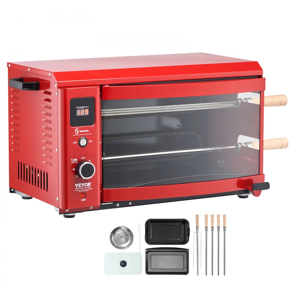 VEVOR Shawarma Grill Machine, 2 Strings of Barbecue Capacity, Chicken Shawarma Cooker Machine, Electric Broiler Gyro Rotisserie Oven Doner Kebab Machine, for Home Restaurant Kitchen Parties