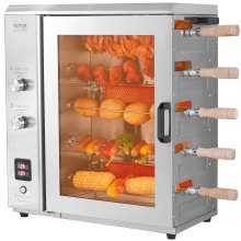 VEVOR Shawarma Grill Machine, 5 Strings of Barbecue Capacity, Chicken Shawarma Cooker Machine with 2 Burners, Gas Vertical Broiler Gyro Rotisserie Oven Doner Kebab Machine, for Home Restaurant Kitchen