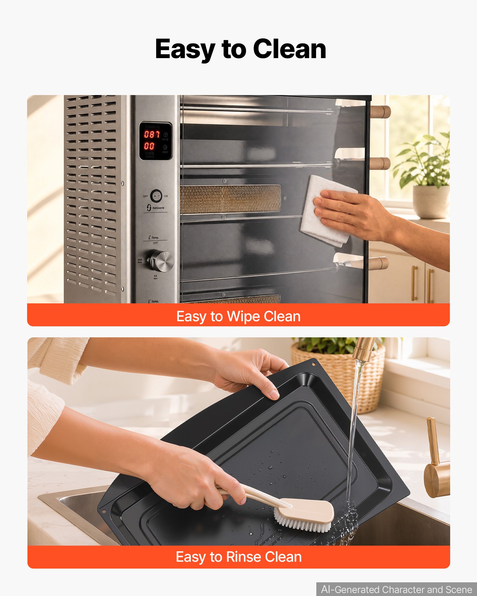 VEVOR Countertop Vertical Oven Brazilian Flame 5 Auto Rotating Skewers, for Steak, Fish, Lamb Leg, Outdoor Gas Heating Rotisserie Shawarma Machine, Meat Kebab Grill, with Curved Glass Door