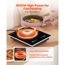 Portable Induction Cooktop 1800W Countertop Burner 9 Temp Levels Hot Plate