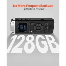 Grabadora de voz digital de 128 GB con activación por voz y reproducción USB