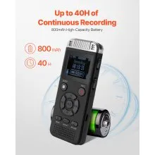 Grabadora de voz digital de 128 GB con activación por voz y reproducción USB