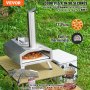 VEVOR Pizza Oven Outdoor, 12" Pellet Pizza Oven, Portable Pizza Stove with Built-in Thermometer, Wood Fired Stainless Steel Pizza Maker, for Backyard, Camping, Pizza Stone, Shovel, Carry Bag, Silver