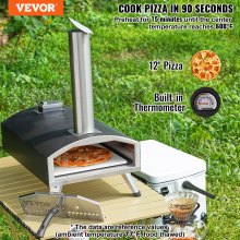 VEVOR 12" Outdoor Pizza Oven Portable Wood Pellet Pizza Oven Iron Spray Camping