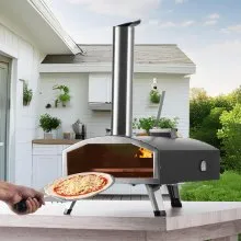 VEVOR 12" Outdoor Pizza Oven Portable Wood Pellet Pizza Oven Camping w/ Rotation
