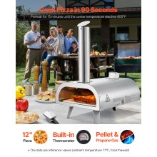 12" Outdoor Pizza Oven Portable Pellet/Gas Pizza Oven Foldable for Camping