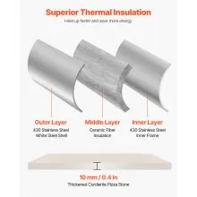 VEVOR Dual Fuel Pizza Oven Outdoor, 12 Inch Wood Fire & Propane Gas Pizza Oven, Pellet & Propane Pizza-Maker with Thermometer, Stainless Steel Pizza-Cook for Outside Camping & Backyard