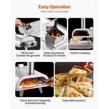 VEVOR Dual Fuel Pizza Oven Outdoor, 12 Inch Wood Fire & Propane Gas Pizza Oven, Pellet & Propane Pizza-Maker with Thermometer, Stainless Steel Pizza-Cook for Outside Camping & Backyard