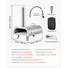 VEVOR Dual Fuel Pizza Oven Outdoor, 12 Inch Wood Fire & Propane Gas Pizza Oven, Pellet & Propane Pizza-Maker with Thermometer, Stainless Steel Pizza-Cook for Outside Camping & Backyard