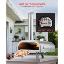VEVOR 12" Outdoor Pizza Oven Portable Wood Pellet Pizza Oven Stainless Steel BBQ