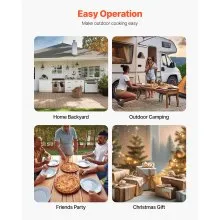 VEVOR Pizza Oven Outdoor, 12" Pellet Pizza Oven, Portable Pizza-Stove with Built-in Thermometer, Wood Fired Stainless Steel Pizza-Maker, for Backyard, Camping, Pizza-Stone, Shovel, Carry Bag, Silver