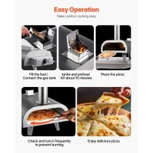 VEVOR Dual Fuel Pizza Oven Outdoor, 12 in Wood Fire & Propane Gas Pizza Oven, Portable Pellet & Propane Pizza-Maker with Thermometer, Iron Spray Black Shell Pizza-Cook for Outside Camping & Backyard