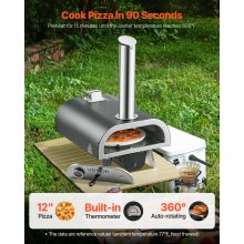 VEVOR Outdoor Pizza Oven 12 in Portable Wood Pellet Oven Iron Spray Camping