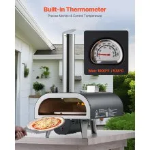 VEVOR Outdoor Pizza Oven, 12 in Wood Fired Pizza Ovens, Pellet Pizza-Stove with Thermometer & Electric Rotation, Portable Pizza-Maker for Outside Backyard Patio Camping, Pizza-Stone, Carry Bag, Shovel