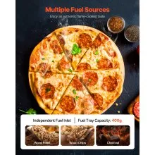 VEVOR Outdoor Pizza Oven, 12 Inch Wood Fired Pizza Ovens, Pellet Pizza-Stove with Thermometer, Portable Pizza-Maker for Outside Backyard Patio Camping, Pizza-Stone, Carry Bag, Shovel, Black