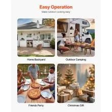 VEVOR Outdoor Pizza Oven, 12 Inch Wood Fired Pizza Ovens, Pellet Pizza-Stove with Thermometer, Portable Pizza-Maker for Outside Backyard Patio Camping, Pizza-Stone, Carry Bag, Shovel, Black