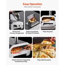 VEVOR Dual Fuel Pizza Oven Outdoor, 16 in Wood Fire & Propane Gas Pizza Oven, Portable Pellet & Propane Pizza-Maker with Thermometer, Iron Spray Black Shell Pizza-Cook for Outside Camping & Backyard