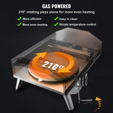 VEVOR Outdoor Pizza Oven, 13" Gas Fired Pizza Maker, Portable Outside Pizza Grill with Thickened Cordierite 210° Rotating Pizza Stone, Waterproof Cover, Iron Spray Gas Oven with Foldable Leg for Camping & Backyard