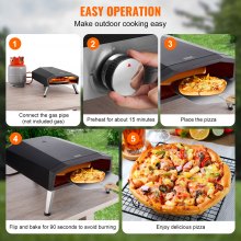 VEVOR Outdoor Pizza Oven, 13" Gas Fired Pizza Maker, Portable Outside Pizza Grill with Thickened Cordierite 210° Rotating Pizza Stone, Waterproof Cover, Iron Spray Gas Oven with Foldable Leg for Camping & Backyard