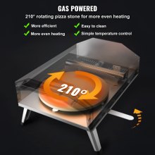 VEVOR Outdoor Pizza Oven, 13" Gas Fired Pizza Maker, Portable Outside Pizza Grill with Thickened Cordierite 210° Rotating Pizza Stone, Waterproof Cover, Iron Spray Gas Oven with Foldable Leg for Camping & Backyard