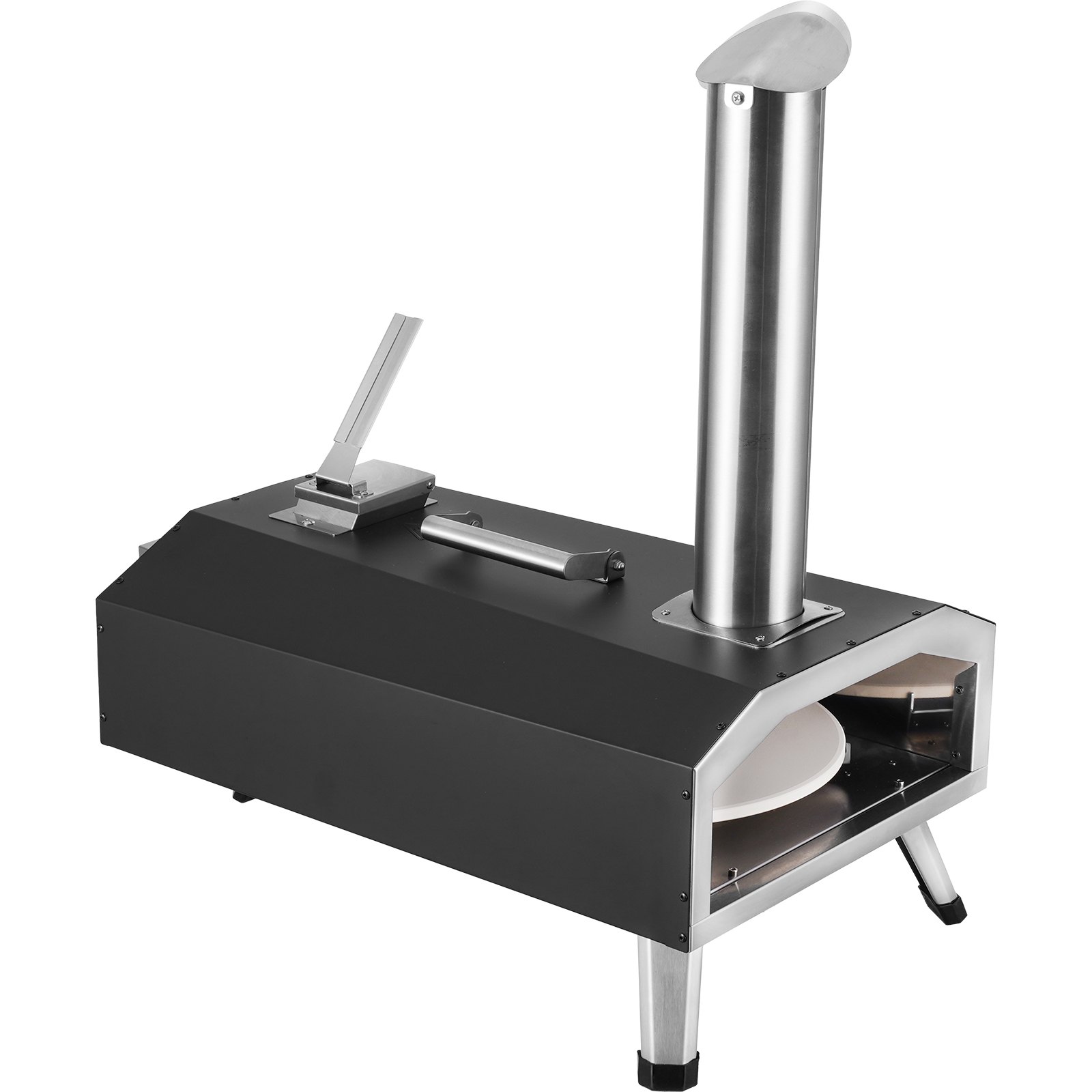 VEVOR Dual Fuel Pizza Oven for Outdoor Use, 12" Portable Pizza Oven, Pellet & Gas Powered Outdoor Pizza Oven with Thickened Cordierite 210° Rotating Pizza Stone, Foldable Leg for Camping & Backyard