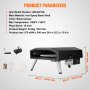 VEVOR Outdoor Pizza Oven, 16" Gas Fired Pizza Maker, Portable Outside Pizza Grill with Thickened Cordierite Pizza Stone, Waterproof Cover, Iron Spray Gas Oven with Foldable Leg for Camping & Backyard