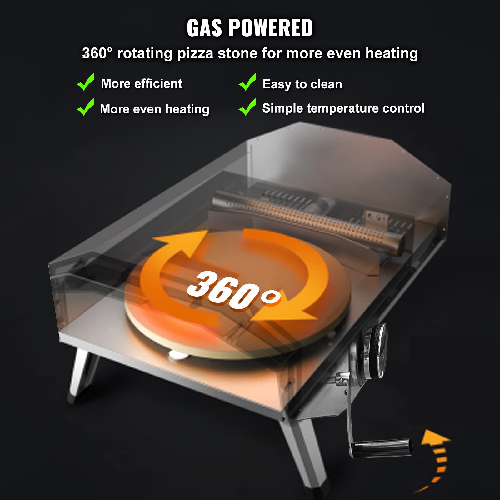 VEVOR Outdoor Pizza Oven, 16" Gas Fired Pizza Maker, Portable Outside Pizza Grill with Thickened Cordierite Pizza Stone, Waterproof Cover, Iron Spray Gas Oven with Foldable Leg for Camping & Backyard