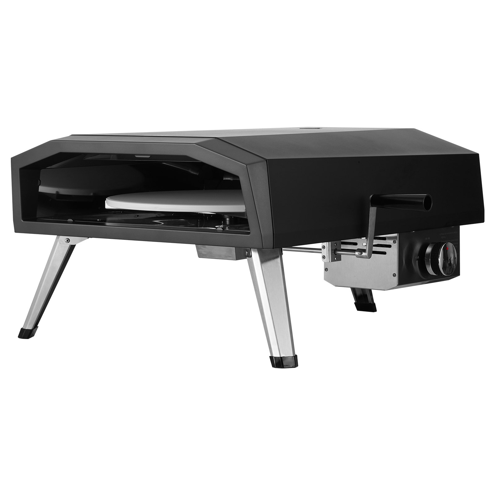 VEVOR Outdoor Pizza Oven, 16" Gas Fired Pizza Maker, Portable Outside Pizza Grill with Thickened Cordierite Pizza Stone, Waterproof Cover, Iron Spray Gas Oven with Foldable Leg for Camping & Backyard