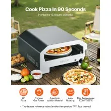 VEVOR Outdoor Pizza Oven, 16 in Propane Gas Pizza Maker, Portable Pizza-Cooker with  Electric Rotation, Thickened Pizza-Stone, Carry Bag, Propane Pizza-Oven for Outside Backyard Patio Camping, Black