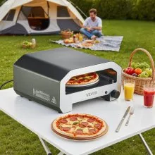 VEVOR Outdoor Pizza Oven, 16 in Propane Gas Pizza Maker, Portable Pizza-Cooker with  Electric Rotation, Thickened Pizza-Stone, Carry Bag, Propane Pizza-Oven for Outside Backyard Patio Camping, Black