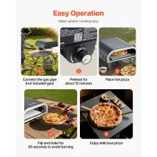 VEVOR Propane Outdoor Pizza Oven, 12 Inch Gas Pizza Maker, Portable Pizza-Cooker with Thickened Pizza-Stone, Carry Bag, Pizza-Oven for Outside Backyard Patio Camping, Black