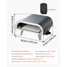 VEVOR Propane Outdoor Pizza Oven, 12 Inch Gas Pizza Maker, Portable Pizza-Cooker with Thickened Pizza-Stone, Carry Bag, Pizza-Oven for Outside Backyard Patio Camping, Black