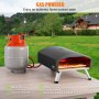 VEVOR Outdoor Pizza Oven, 12" Gas Fired Pizza Maker, Portable Outside Pizza Grill with Thickened Cordierite Pizza Stone, Waterproof Cover, Iron Spray Gas Oven with Foldable Leg for Camping & Backyard