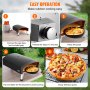 VEVOR Outdoor Pizza Oven, 12" Gas Fired Pizza Maker, Portable Outside Pizza Grill with Thickened Cordierite Pizza Stone, Waterproof Cover, Iron Spray Gas Oven with Foldable Leg for Camping & Backyard