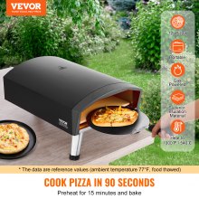 VEVOR Outdoor Pizza Oven, 12" Gas Fired Pizza Maker, Portable Outside Pizza Grill with Thickened Cordierite Pizza Stone, Waterproof Cover, Iron Spray Gas Oven with Foldable Leg for Camping & Backyard