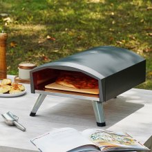 VEVOR Outdoor Pizza Oven, 12" Gas Fired Pizza Maker, Portable Outside Pizza Grill with Thickened Cordierite Pizza Stone, Waterproof Cover, Iron Spray Gas Oven with Foldable Leg for Camping & Backyard