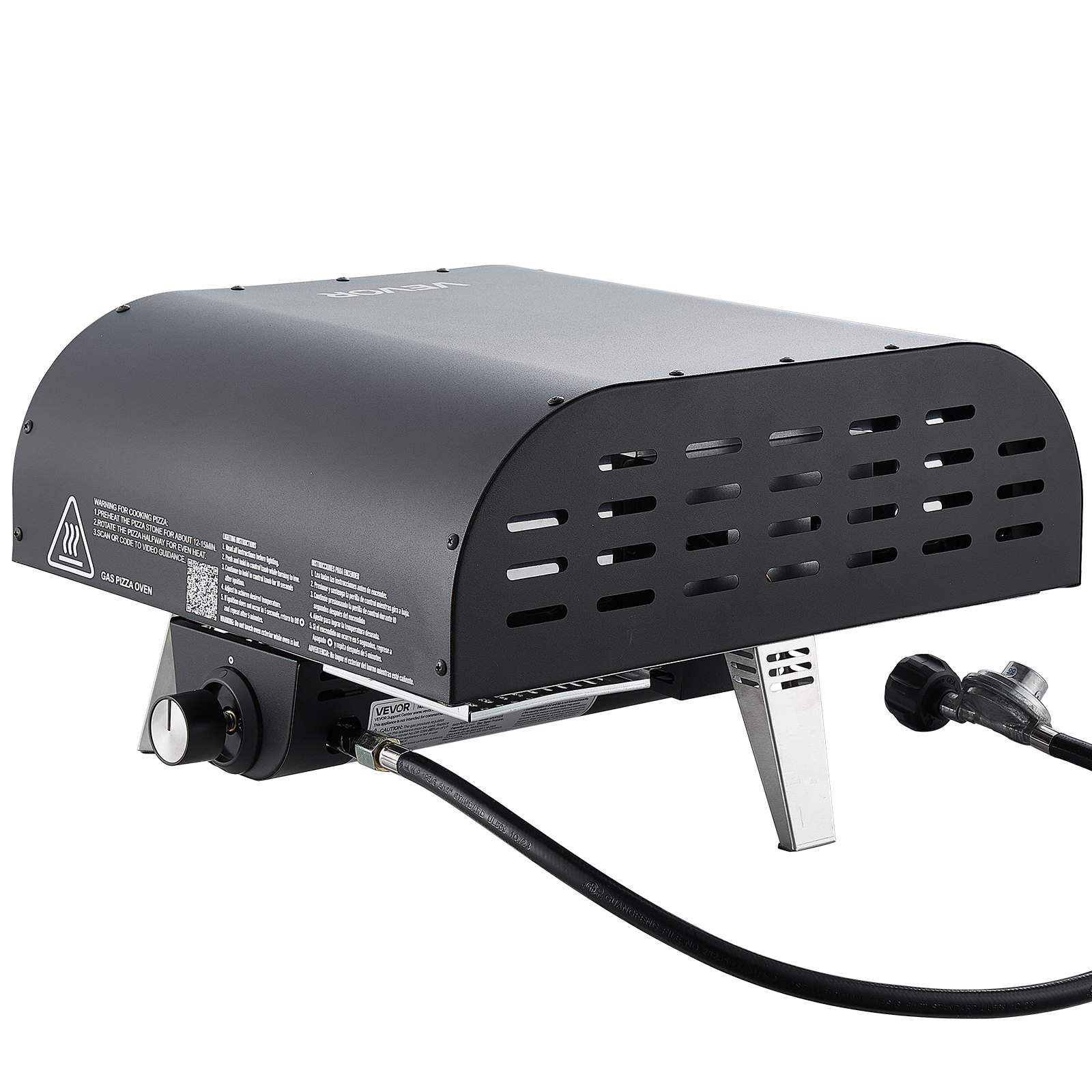 VEVOR Propane Outdoor Pizza Oven, 12 Inch Gas Pizza Maker, Portable Pizza-Cooker with Thickened Pizza-Stone, Carry Bag, Pizza-Oven for Outside Backyard Patio Camping, Black