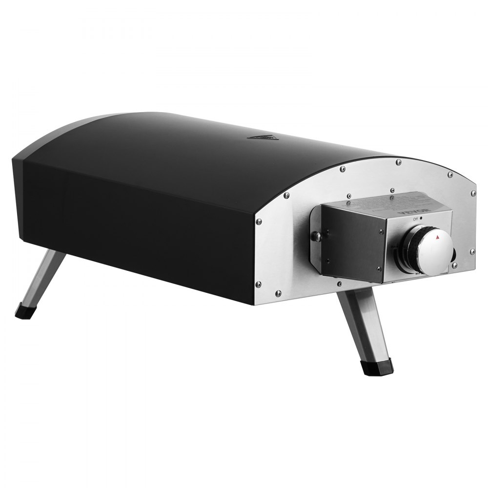 VEVOR Outdoor Pizza Oven, 12" Gas Fired Pizza Maker, Portable Outside Pizza Grill with Thickened Cordierite Pizza Stone, Waterproof Cover, Iron Spray Gas Oven with Foldable Leg for Camping & Backyard