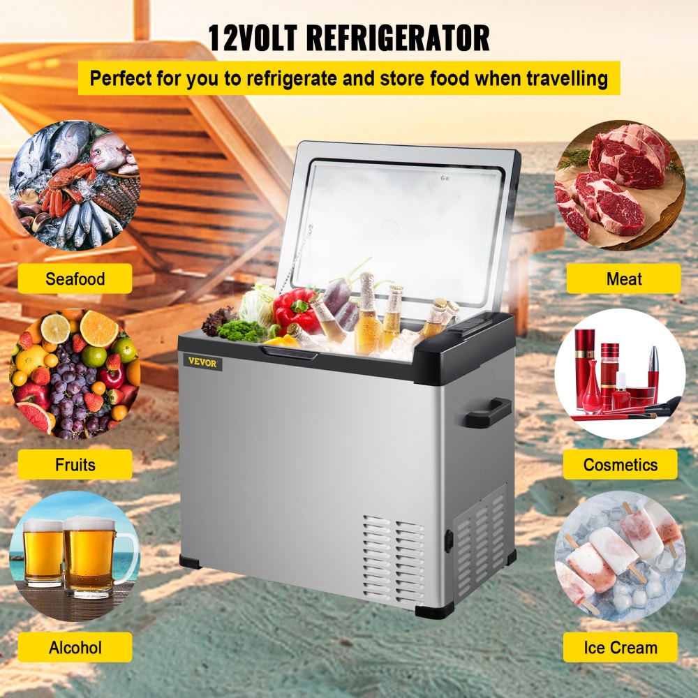 VEVOR 24 inch Undercounter Refrigerator 2 Drawer Refrigerator with Different Temperature 4.87 Cu.Ft Capacity Waterproof Indoor and Outdoor Under