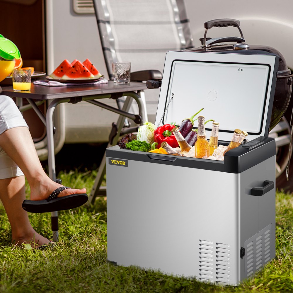 VEVOR Car Refrigerator, 32 Qt, 12v Portable Freezer with Single Zone, 12/24V DC & 110-240V AC Electric Compressor Cooler with -4℉-68℉ Cooling Range, for Car Truck Vehicle RV Boat Outdoor & Home use