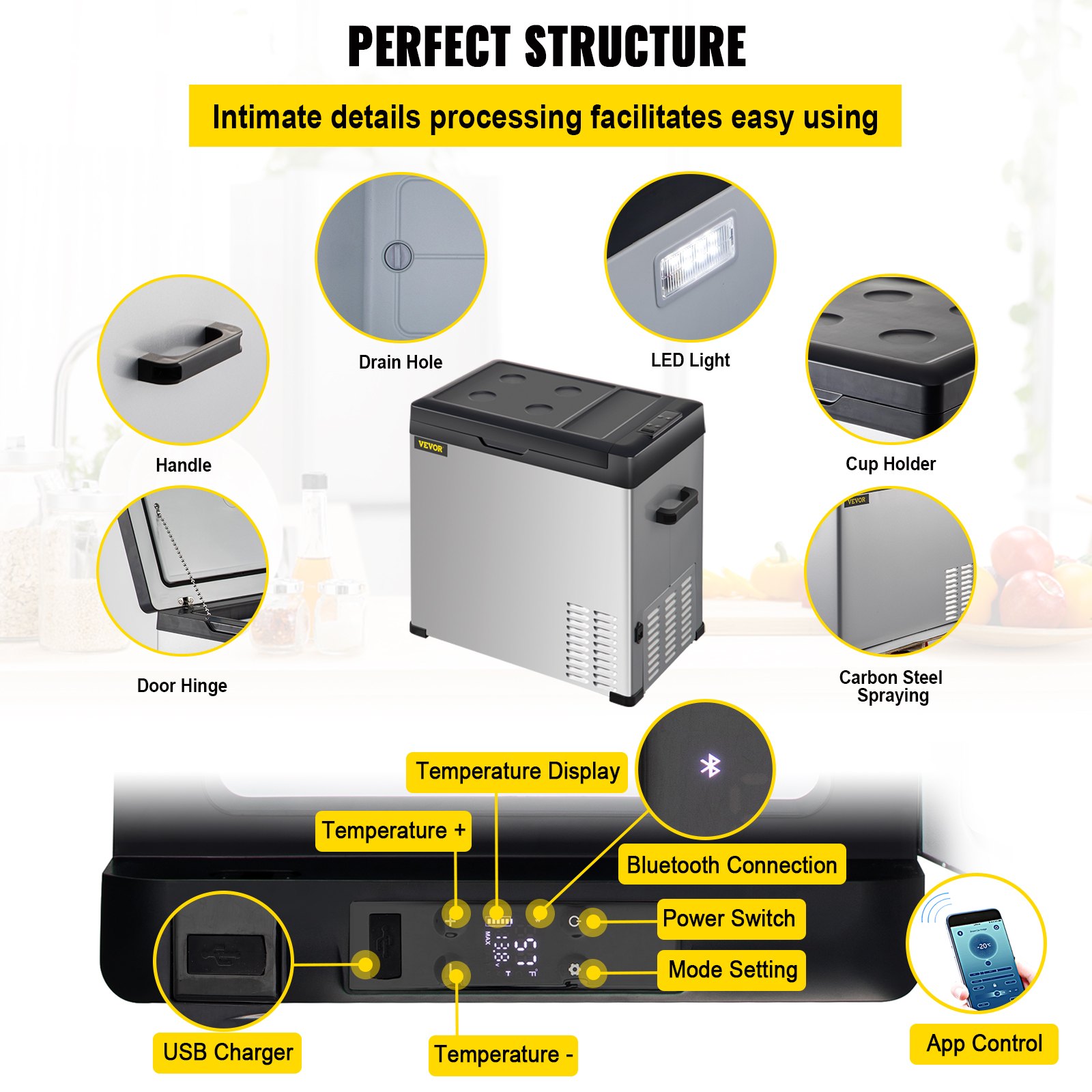 12 Volt Refrigerator, Portable Refrigerator (-4℉~68℉) With APP Control Car Compressor Fridge Cooler 12V/24V DC and 110-220V AC For Camping, Road Trip, Boat, Skincare, Outdoor and Home (53 Quart) 12 Volt Refrigerator, Portable Refrigerator (-4℉~68℉) With APP Control Car Compressor Fridge Cooler 12V/24V DC and 110-220V AC For Camping, Road Trip, Boat, Skincare, Outdoor and Home (53 Quart)