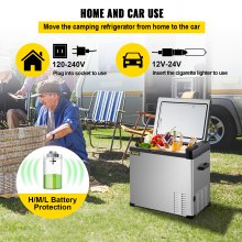 VEVOR Car Refrigerator, 53 Qt, 12v Portable Freezer with Single Zone, 12/24V DC & 110-240V AC Electric Compressor Cooler w/ -4℉-68℉ Cooling Range, for Car Truck Vehicle RV Boat Outdoor & Home use