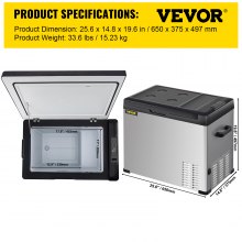 VEVOR Car Refrigerator, 53 Qt, 12v Portable Freezer with Single Zone, 12/24V DC & 110-240V AC Electric Compressor Cooler w/ -4℉-68℉ Cooling Range, for Car Truck Vehicle RV Boat Outdoor & Home use