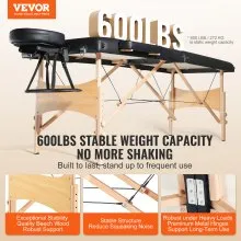 VEVOR Portable Massage Table 28" W, 2 Folding Lightweight  Massage Table, 8-Level Height Adjustable Salon Tattoo Bed, Spa Table with Headrest, Armrests, Hand Pallet & Carrying Bag, 600LBS