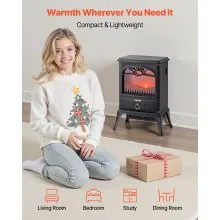 22.8 Inch Freestanding Electric Fireplace Heater 1500W Adjustable Flames Black
