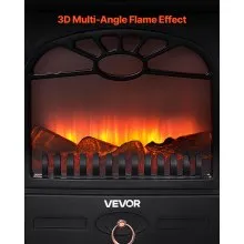 22.8 Inch Freestanding Electric Fireplace Heater 1500W Adjustable Flames Black