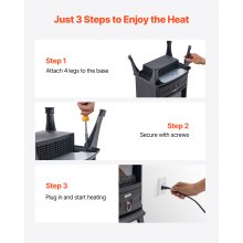22.8 Inch Freestanding Electric Fireplace Heater 1500W Adjustable Flames Black